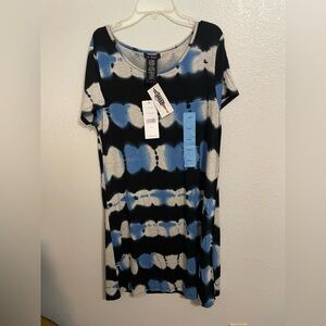 Black and Blue Tie-Dye Short Sleeve dress —NWT